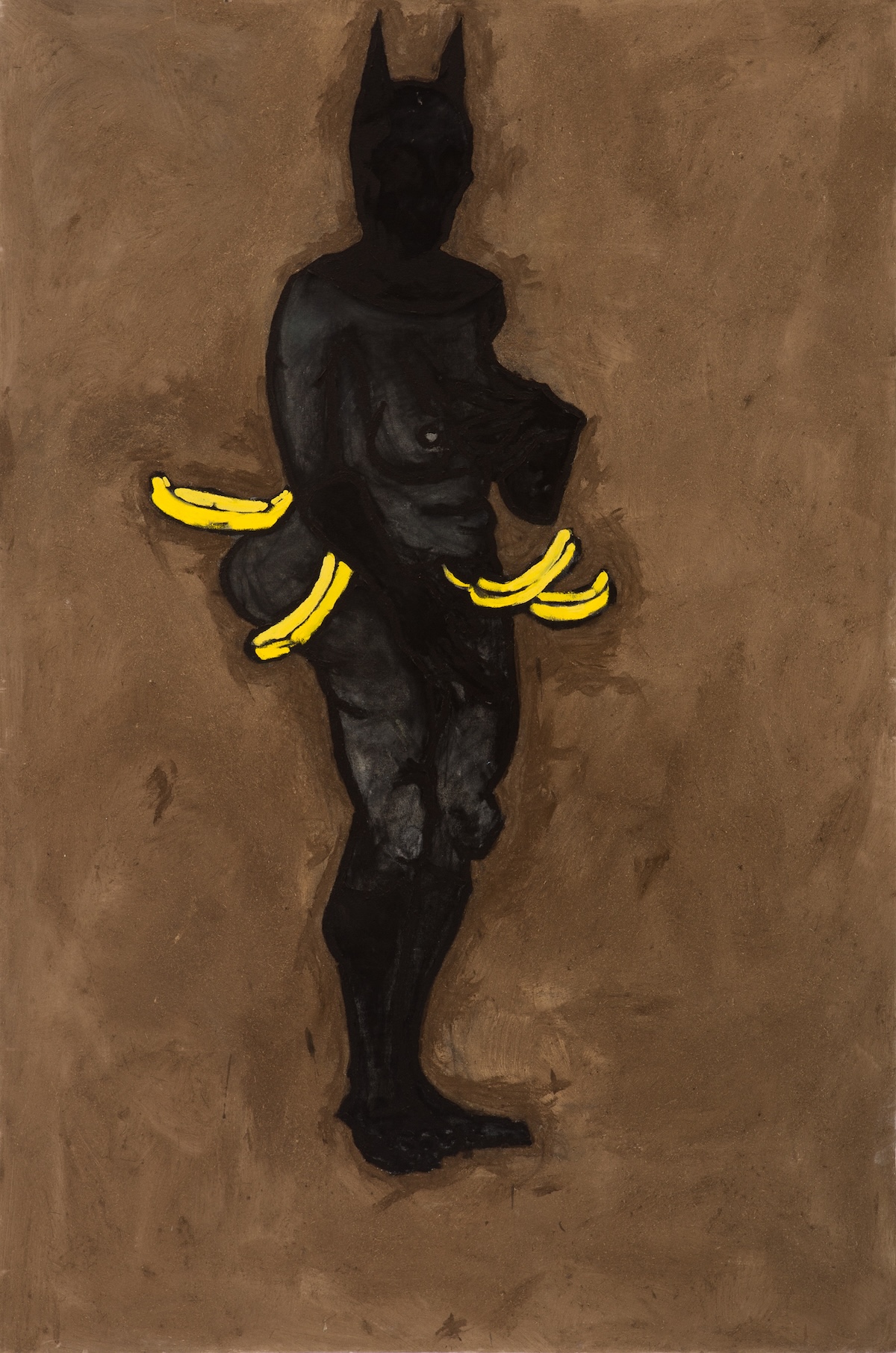 Mawande Ka Zenzile, Letter for Sarah Batman to Josephine Baker, 2011, Cow dung and oil on canvas, 180 × 119 cm